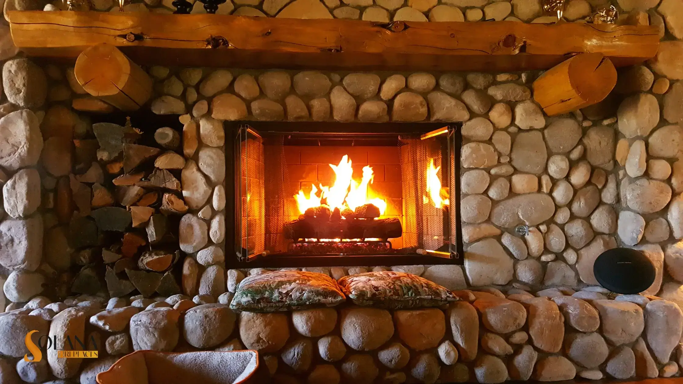 Stone and Marble Fireplace
